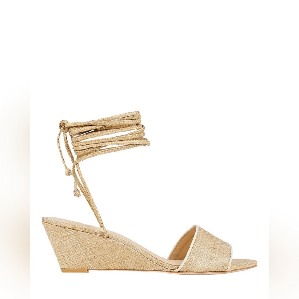 CULT GAIA MIRAI LACE UP RAFFIA WEDGE SANDAL